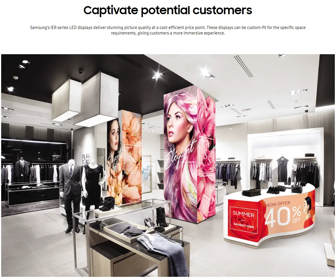 Samsung indoor digital display panels shop store